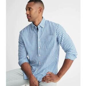 JOHNNIE-O Men’s Abner Hangin’ Out Button Up Shirt in Blue-Size X-Large